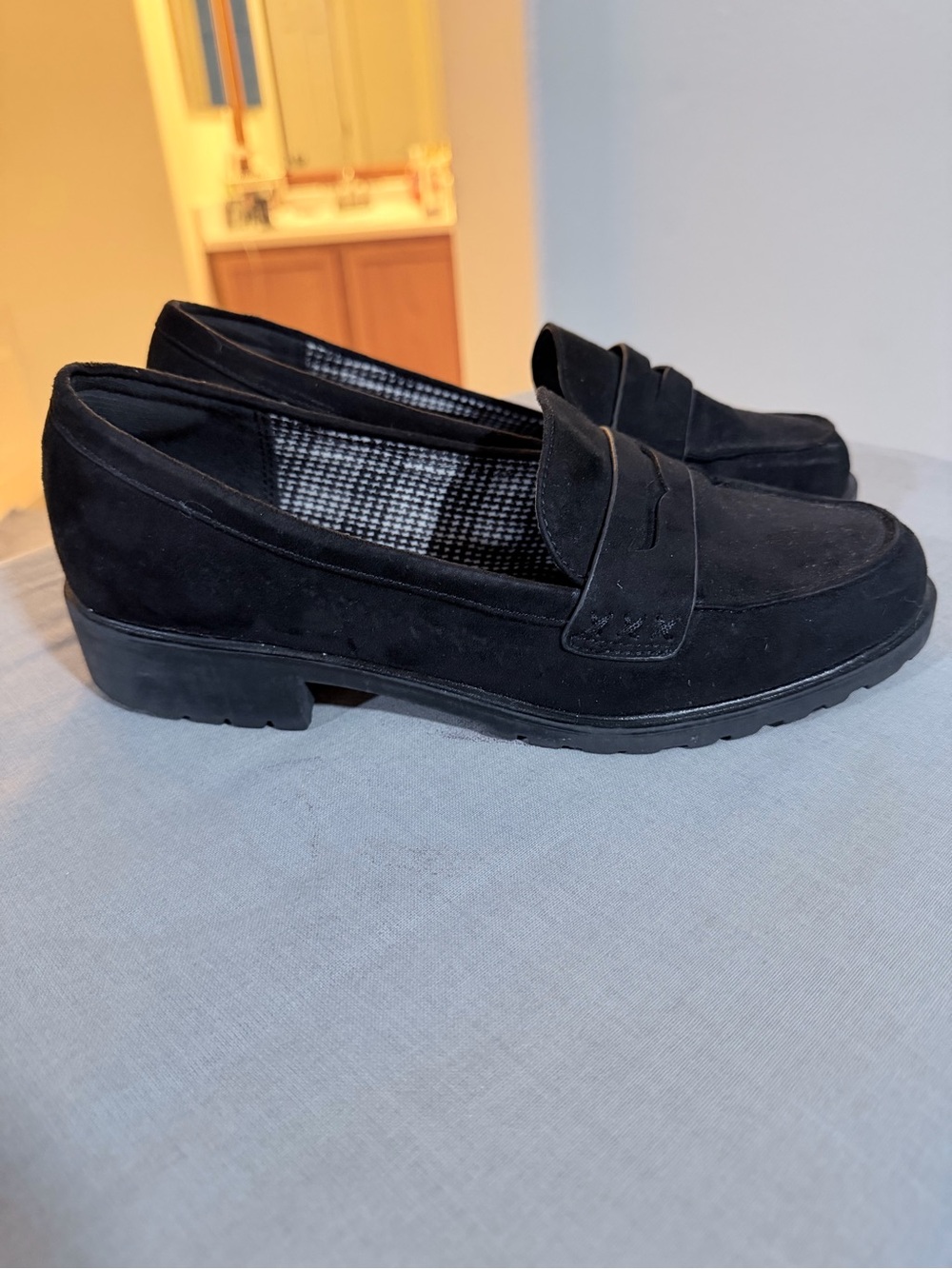Kelly & Katie Black Suede Penny Loafers